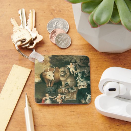 ピースブルキングダムバイエドワード・ヒックスヴィンテージフォークアート キーホルダー (デスク)