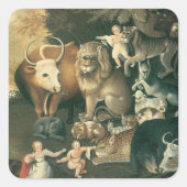 ピースブルキングダムバイエドワード・ヒックスヴィンテージフォークアート スクエアシール (正面)