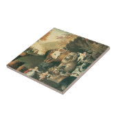 ピースブルキングダムバイエドワード・ヒックスヴィンテージフォークアート タイル (側面)