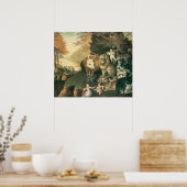 ピースブルキングダムバイエドワード・ヒックスヴィンテージフォークアート ポスター (キッチン)