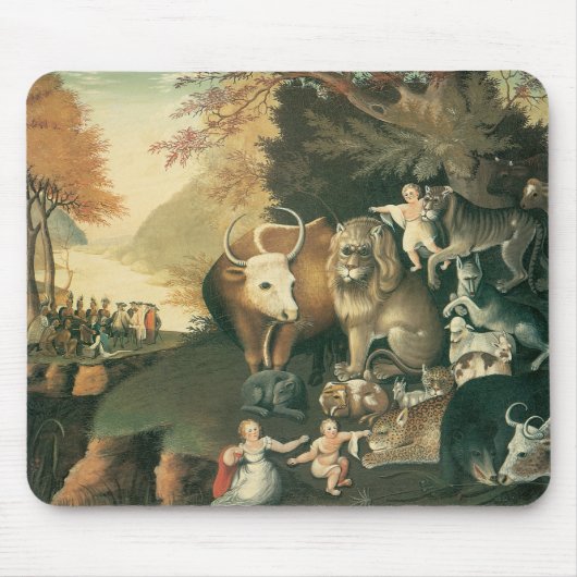 ピースブルキングダムバイエドワード・ヒックスヴィンテージフォークアート マウスパッド (正面)