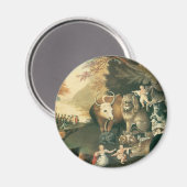 ピースブルキングダムバイエドワード・ヒックスヴィンテージフォークアート マグネット (正面/裏面)