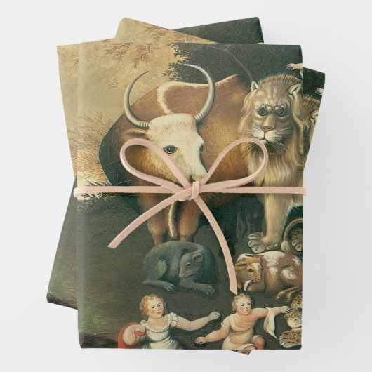 ピースブルキングダムバイエドワード・ヒックスヴィンテージフォークアート ラッピングペーパーシート (インサイチュ)