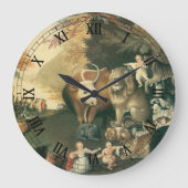 ピースブルキングダムバイエドワード・ヒックスヴィンテージフォークアート ラージ壁時計 (正面)