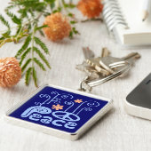 ピースブルーとオレンジキーチェーン キーホルダー (側面)