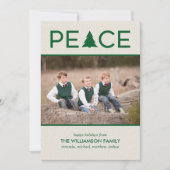 ピースホリデーツリーカスタムフォトベージュグリーン シーズンカード (正面)