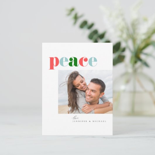 ピースホリデー |家族の写真を追加 ポストカード (スタンド正面)