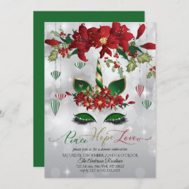 ピースホープラブホリデイお祝いユニコーン 招待状