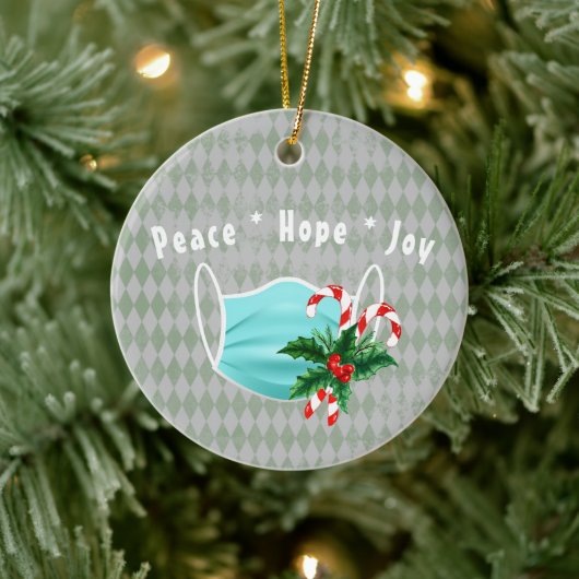 ピースホープ喜びマスク&キャンディカンII セラミックオーナメント (ツリー)