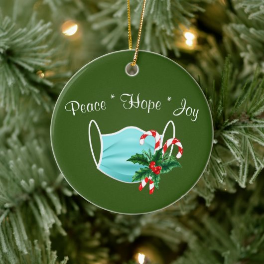 ピースホープ喜びマスク&キャンディーキャン セラミックオーナメント (ツリー)