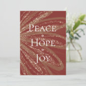 ピースホープ喜び金ゴールドのカスタマイズ可能なクリスマス シーズンカード (スタンド正面)