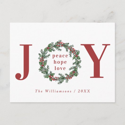 ピースホープ愛ジョイタイポグラフィリース シーズンポストカード (正面)