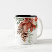 ピースポインセチアBunch水色パインクリスマス ツートーンマグカップ (正面右)