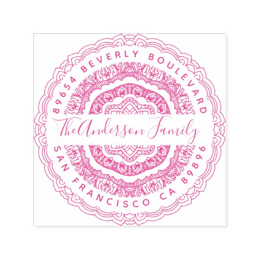 ピースマンダラファミリー名文字差出人住所 セルフインキングスタンプ (デザイン)