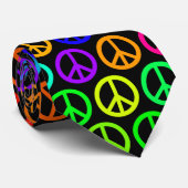 ピースマークのタイ(黒の虹色) ネクタイ (ロール)