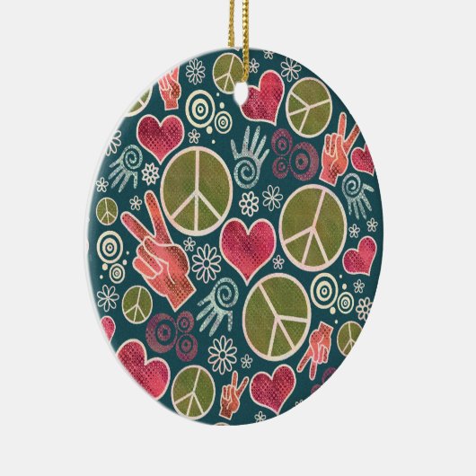 ピースマークのヒップスターの平和主義の印のデザイン セラミックオーナメント (右)