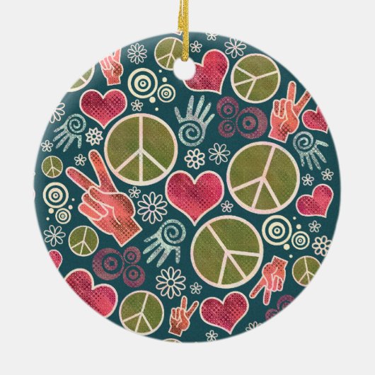 ピースマークのヒップスターの平和主義の印のデザイン セラミックオーナメント (裏面)