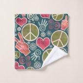 ピースマークのヒップスターの平和主義の印のデザイン バスタオルセット (ウォッシュタオル)