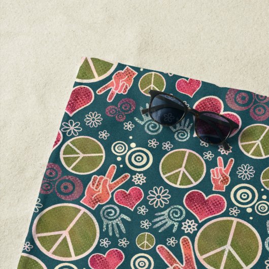 ピースマークのヒップスターの平和主義の印のデザイン ビーチタオル (インサイチュ)