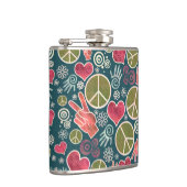 ピースマークのヒップスターの平和主義の印のデザイン フラスク (右)