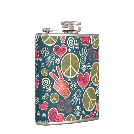 ピースマークのヒップスターの平和主義の印のデザイン フラスク (右)