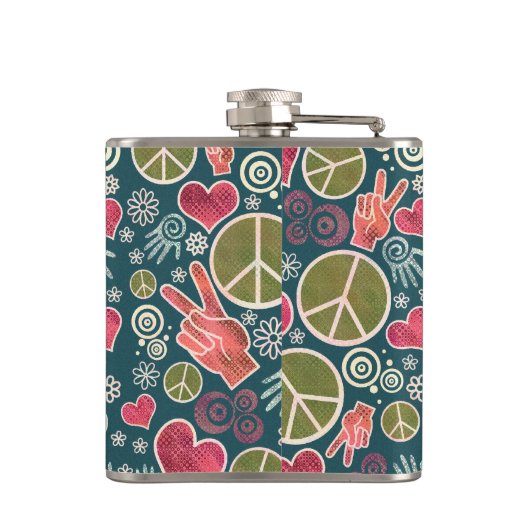 ピースマークのヒップスターの平和主義の印のデザイン フラスク (裏面)