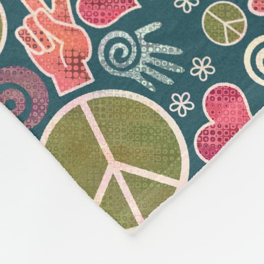 ピースマークのヒップスターの平和主義の印のデザイン フリースブランケット (角)