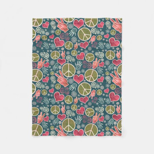 ピースマークのヒップスターの平和主義の印のデザイン フリースブランケット (正面)