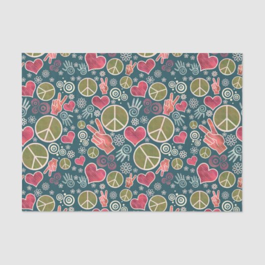 ピースマークのヒップスターの平和主義の印のデザイン 薄葉紙 (正面)