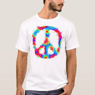 ピースマークの絞り染めインク Tシャツ