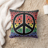 ピースマークの虹の整列 クッション (ブランケット)