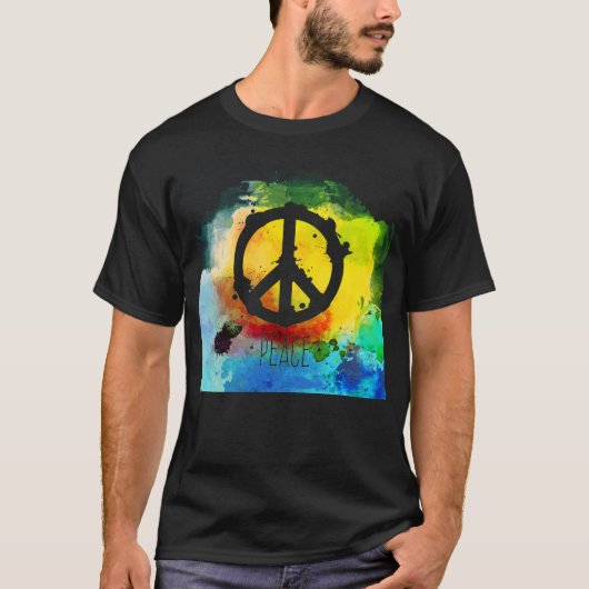 ピースマーク明るい色のBohoのTシャツ Tシャツ (正面)