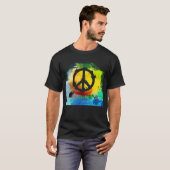 ピースマーク明るい色のBohoのTシャツ Tシャツ (正面フル)
