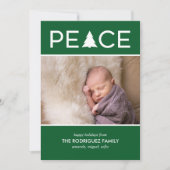 ピースモダンカスタムフォトホリデーツリーグリーンホワイト シーズンカード (正面)