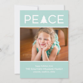 ピースモダンカスタムフォトホリデーツリーミントグリーン シーズンカード