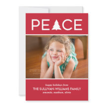 ピースモダンカスタムフォトホリデーツリーレッドホワイト