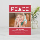 ピースモダンカスタムフォトホリデーツリーレッドホワイト シーズンカード (スタンド正面)