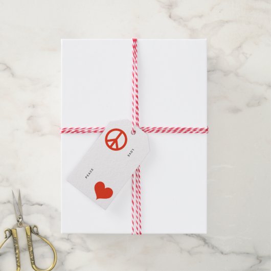 ピースモダンラブクリスマスホリデー ギフトタグ (より糸付き)