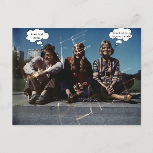 ピースヤングヒッピーフリーラブヴィンテージカスタム文字 ポストカード (正面)