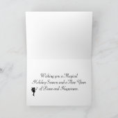 ピースユニコーンと妖精の冬のホリデークリスマス シーズンカード (内部)