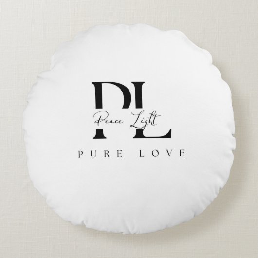 “ピースライト ― Pure Love ロゴ ラウンドクッション (正面)