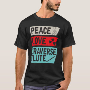 ピースラバースフルートミュージカル楽器フルート Tシャツ