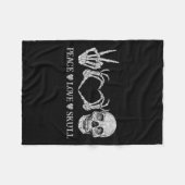 ピースラブおもしろいスカルスケルトンハンズハロウィーン フリースブランケット (正面(横))