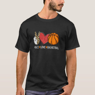 ピースラブおもしろいバスケットボールラバープレイヤーT S Tシャツ