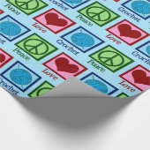 ピースラブかぎ針編み可愛い青い糸の柄 ラッピングペーパー (角)