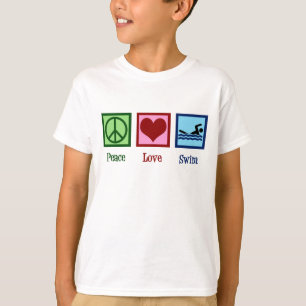 ピースラブがかわいい泳ぐ子どもたちを泳ぐ Tシャツ