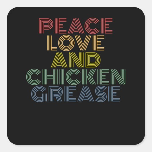 ピースラブとチキングリースおもしろい スクエアシール (正面)