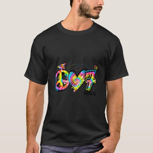 ピースラブと7年生ガールボーイキッズ先生ネクタイ Tシャツ (正面)