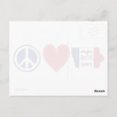 ピースラブアイオワマップシェイプ州旗赤いハート ポストカード (裏面)