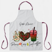 ピースラブアイスコーヒーおもしろい エプロン (正面)